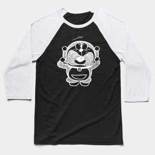 Angry Doraemon - Retro White 1969 Baseball T-Shirt